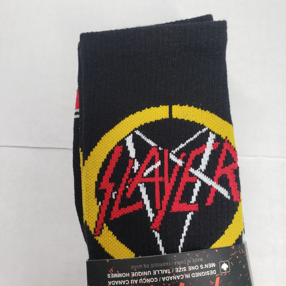 Perri's Socks Slayer Crew Socks 3-Pair Mens 7-12 Licensed Black Red Goth Metal - Picture 6 of 10